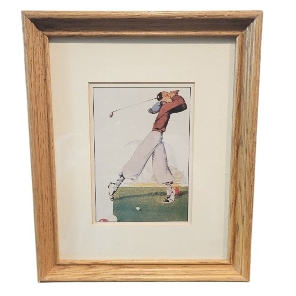 Golf Player Wall Art, Female Caricature, Rene Vincent Whimsical Sweden Artwork